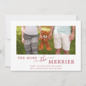 Cartes Pour Fêtes Annuelles Rouge minimal Plus La Grossesse Plus Merrier Photo (Devant)