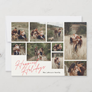 Cartes Pour Fêtes Annuelles Rouge moderne et blanc blanc Noël 9 Photo Happest