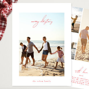 Cartes Pour Fêtes Annuelles rouge moderne joyeux Noël calligraphie photo cadre