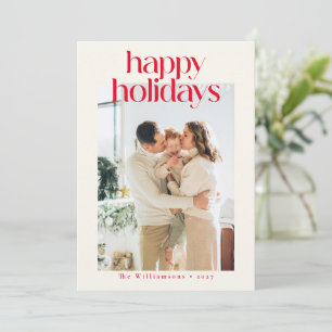 Cartes Pour Fêtes Annuelles Rouge Moderne Joyeux Noël Photo Minimaliste Person