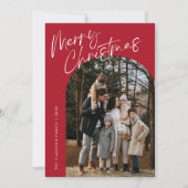Cartes Pour Fêtes Annuelles Rouge moderne Script Joyeux Arche de Noël 2 Photo (Devant)