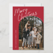 Cartes Pour Fêtes Annuelles Rouge moderne Script Joyeux Arche de Noël 2 Photo (Devant)