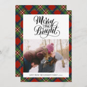 Cartes Pour Fêtes Annuelles Rouge moderne Tartan Noir Plaid Script amusant Sim (Devant / Derrière)