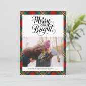 Cartes Pour Fêtes Annuelles Rouge moderne Tartan Noir Plaid Script amusant Sim (Debout devant)