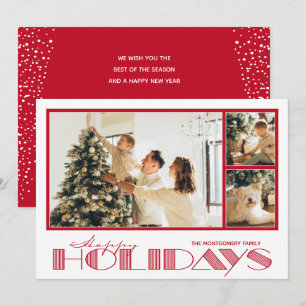 Cartes Pour Fêtes Annuelles Rouge Multiple Photo Joyeux