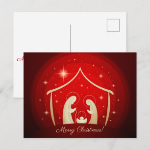 Cartes Pour Fêtes Annuelles Rouge Nativité Joyeux Noël