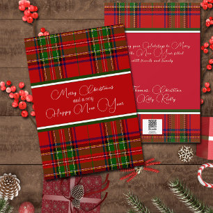 Cartes Pour Fêtes Annuelles Rouge Navy et Vert Pays Noël à carreaux