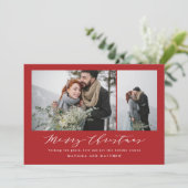 Cartes Pour Fêtes Annuelles Rouge Noël moderne script 2 photo (Debout devant)