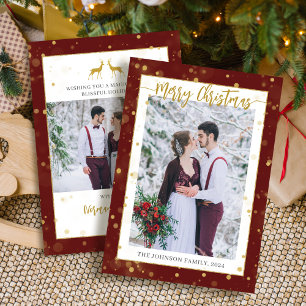 Cartes Pour Fêtes Annuelles Rouge or étincelle Joyeux Noël 2 Photo