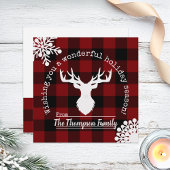 Cartes Pour Fêtes Annuelles Rouge Renne et plaid Buffalo noir Noël