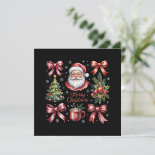 Cartes Pour Fêtes Annuelles Rouge Rétro Coquette Noël Mignon Vacances de Noël
