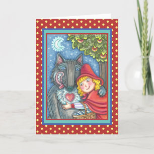 CARTES POUR FÊTES ANNUELLES ROUGE RIDING HOOD, LES LOUPS ONT BESOIN DE HUGS TR