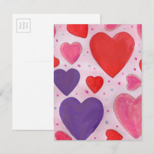 Cartes Pour Fêtes Annuelles Rouge rose et violet Valentine's Day Hearts Design