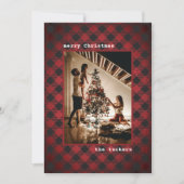 Cartes Pour Fêtes Annuelles Rouge rustique Bois vert & Photo Plaid Noël (Devant)