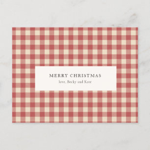 Cartes Pour Fêtes Annuelles Rouge rustique En vichy moderne Noël