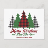 Cartes Pour Fêtes Annuelles Rouge rustique Joyeux Noël Joyeux Nouvel An (Devant)