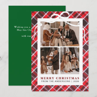 Cartes Pour Fêtes Annuelles Rouge Rustique Plaid Buffalo 3 Collage Photo Noël