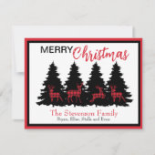 Cartes Pour Fêtes Annuelles Rouge rustique plaid buffle noir cerf et arbres (Devant)