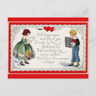 Cartes Pour Fêtes Annuelles Rouge Saint Valentin pour enfants Retro