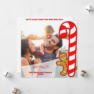 Cartes Pour Fêtes Annuelles Rouge sucré Noël Gâteau d'épices-Canne à sucre-Tro
