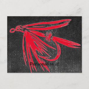 Cartes Pour Fêtes Annuelles Rouge sur le noir, mouche mouillée, pêche à la mou