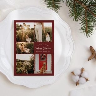 Cartes Pour Fêtes Annuelles Rouge Très Joyeux Noël Cinq photos Collage