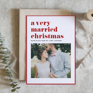 Cartes Pour Fêtes Annuelles Rouge Un Noël très marié Mariage photo moderne