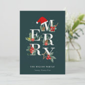 Cartes Pour Fêtes Annuelles Rouge Vert blanc Joyeux Noël Folio Photo (Debout devant)