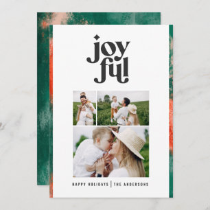 Cartes Pour Fêtes Annuelles Rouge + vert moderne abstrait joyeux 3 vacances ph