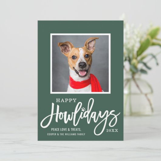 Cartes Pour Fêtes Annuelles Rouge vert moderne Joyeux Howlidays Chien Chien Ch (Debout devant)