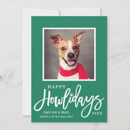 Cartes Pour Fêtes Annuelles Rouge vert moderne Joyeux Howlidays Chien Chien Ch (Devant)