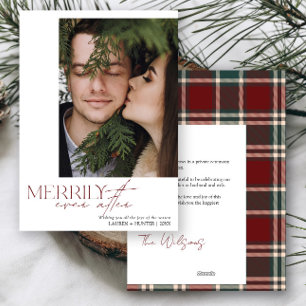 Cartes Pour Fêtes Annuelles Rouge & Vert Plaid Merrily Jamais Après Mariage Ph