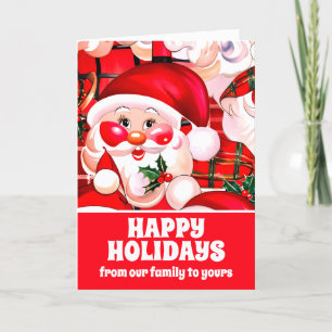 Cartes Pour Fêtes Annuelles Rouge Vintage Père Noël Tartan Plaid Noël