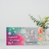 Cartes Pour Fêtes Annuelles ROULEAUX DE NEIGE rose, fuchsia, vert, blanc (Debout devant)