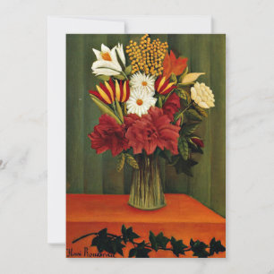 Cartes Pour Fêtes Annuelles Rousseau - Bouquet de fleurs avec une Branche d'Iv