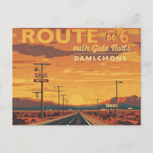Cartes Pour Fêtes Annuelles Route 66 Art de la route du coucher de soleil vint