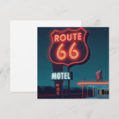 Cartes Pour Fêtes Annuelles Route 66 Motel Néon Art de Voyage de Nuit (Devant / Derrière)