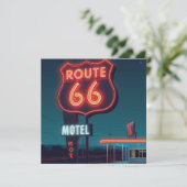 Cartes Pour Fêtes Annuelles Route 66 Motel Néon Art de Voyage de Nuit (Debout devant)
