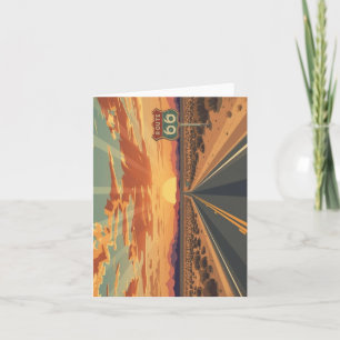 Cartes Pour Fêtes Annuelles Route 66 Route du désert au coucher du soleil Art 