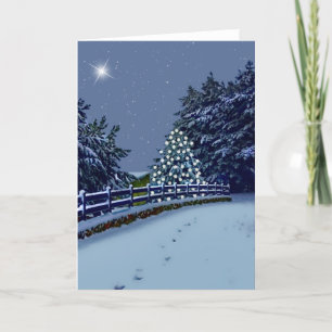Cartes Pour Fêtes Annuelles Route des neiges et arbres d'hiver