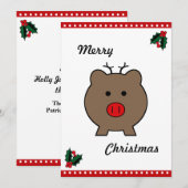 Cartes Pour Fêtes Annuelles Roy le cochon de Noël (Devant / Derrière)