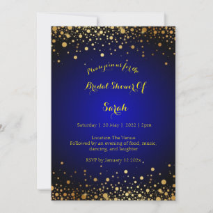 Cartes Pour Fêtes Annuelles Royal Blue et Gold mariage de la douche de mariage