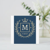 Cartes Pour Fêtes Annuelles "Royal NMKY Emblem – Monogram M Crest Design" (Debout devant)