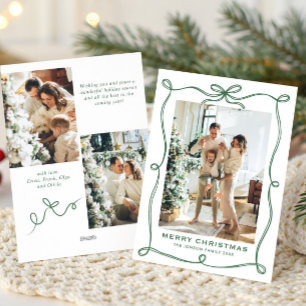 Cartes Pour Fêtes Annuelles Ruban à nœud vert sauge funky de Noël 3 Photo