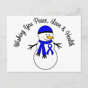 Cartes Pour Fêtes Annuelles Ruban cancer Colon Snowman de Noël