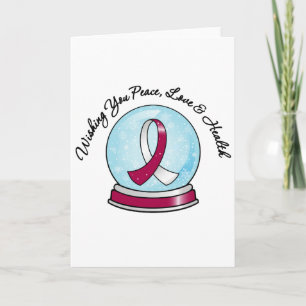 Cartes Pour Fêtes Annuelles Ruban cancer de la tête Joyeux Noël Snowglobe