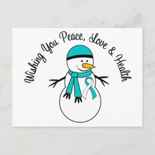 Cartes Pour Fêtes Annuelles Ruban de cancer cervical de Noël Snowman