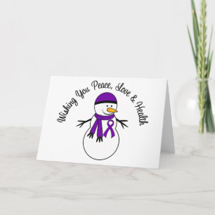 Cartes Pour Fêtes Annuelles Ruban de cancer Pancréatique de Noël Snowman
