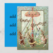 Cartes Pour Fêtes Annuelles Ruban de danse de Pâques Bunny Maypole (Devant / Derrière)