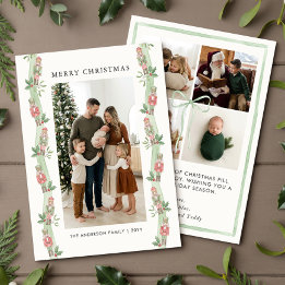 Cartes Pour Fêtes Annuelles Ruban de Guirlande de Pin Sage Joyeux Noël Photo